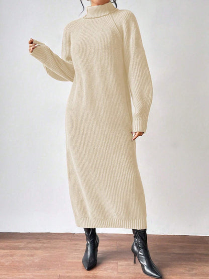 Ribbed Turtleneck Maxi Sweater Dress