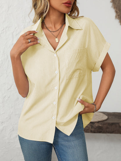 Loose Striped Short-Sleeve Shirt