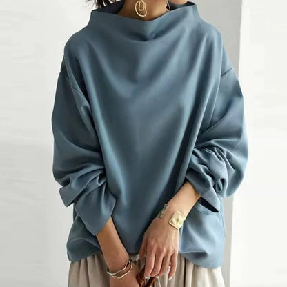 Womens Oversized Mock Neck Pullover Sweatshirt Long Sleeve
