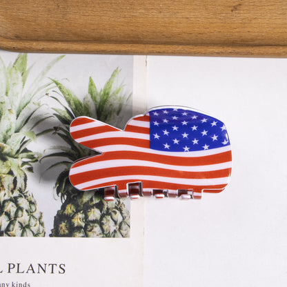 4th of July American Flag Hair Claw Clip USA