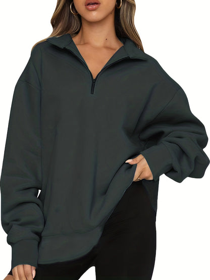 Women's Oversized Half Zip Sweatshirt Long Sleeve Pullover