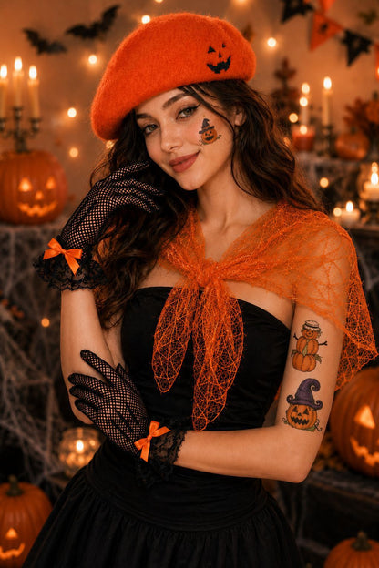 Halloween Pumpkin Costume Accessories Set with Beret