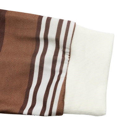 Striped Polo Sweatshirt Contrast Collar Relaxed Fit
