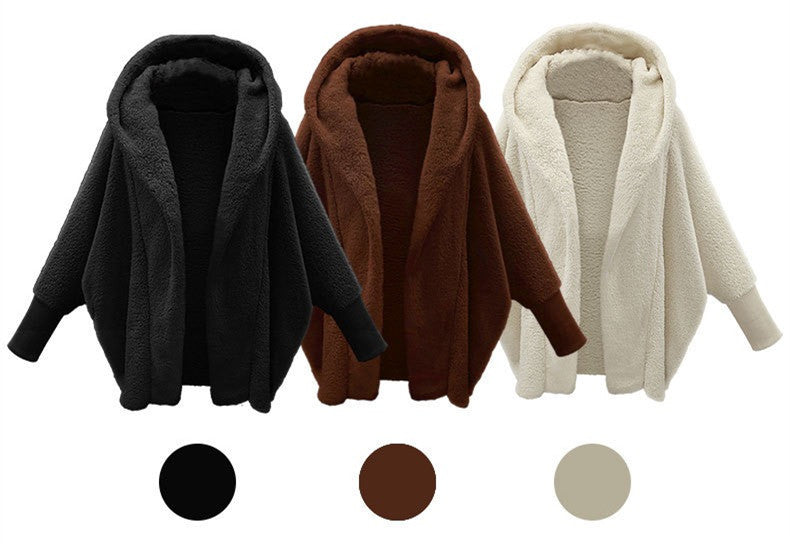 Women's Oversized Fuzzy Hooded Cardigan Plus Size