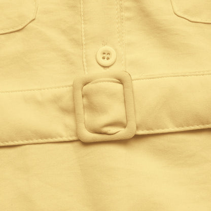 Yellow Sleeveless Button Down Belted Blouse Top