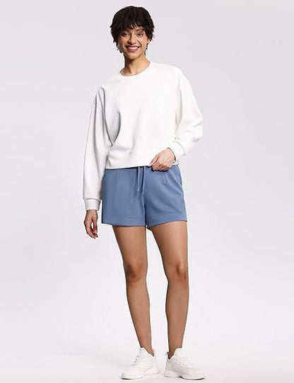 Women's High-Waisted Drawstring Sweat Shorts – Casual Lounge Shorts