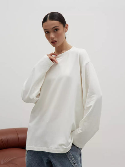 Heavyweight Cotton Long Sleeve Crewneck Oversized T Shirt