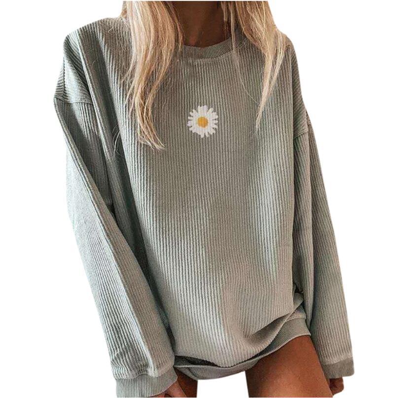 Women's Oversized Daisy Graphic Crewneck Sweatshirt