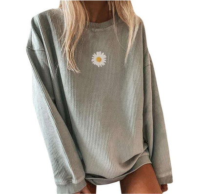 Women's Oversized Daisy Graphic Crewneck Sweatshirt