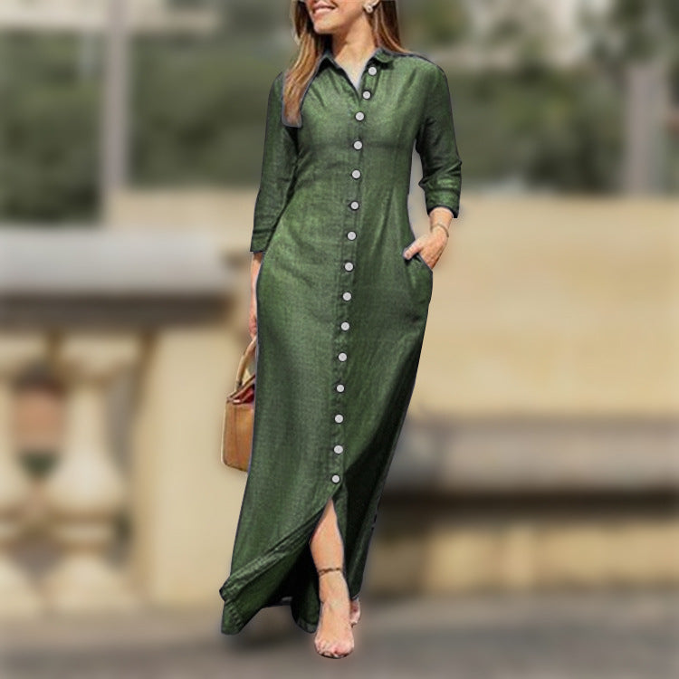 Women's Leopard Maxi Shirt Dress Long Sleeve Plus Size