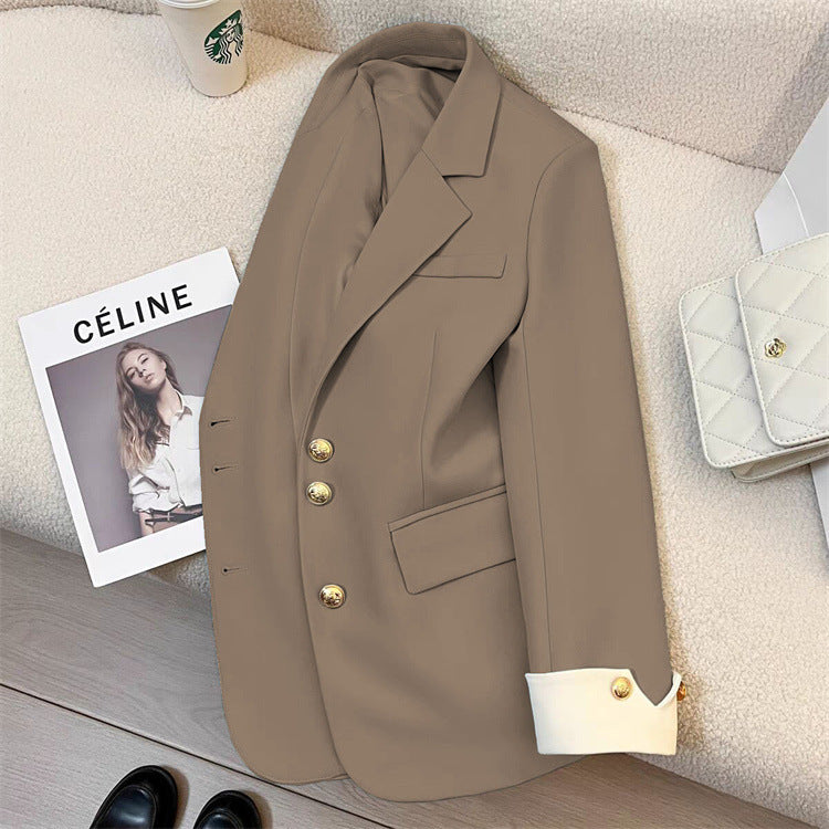Women's Blazer with Contrast Cuffs Single Breasted