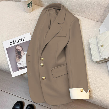Women's Blazer with Contrast Cuffs Single Breasted