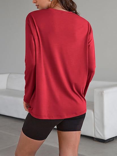 Women's Oversized Long Sleeve Crew Neck Boyfriend Tee