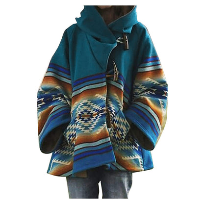 Women's Aztec Print Oversized Wool Blend Coat