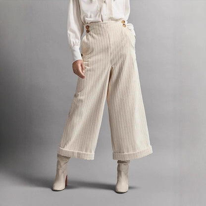 Women's High Waist Chenille Wide Leg Business Casual Pants