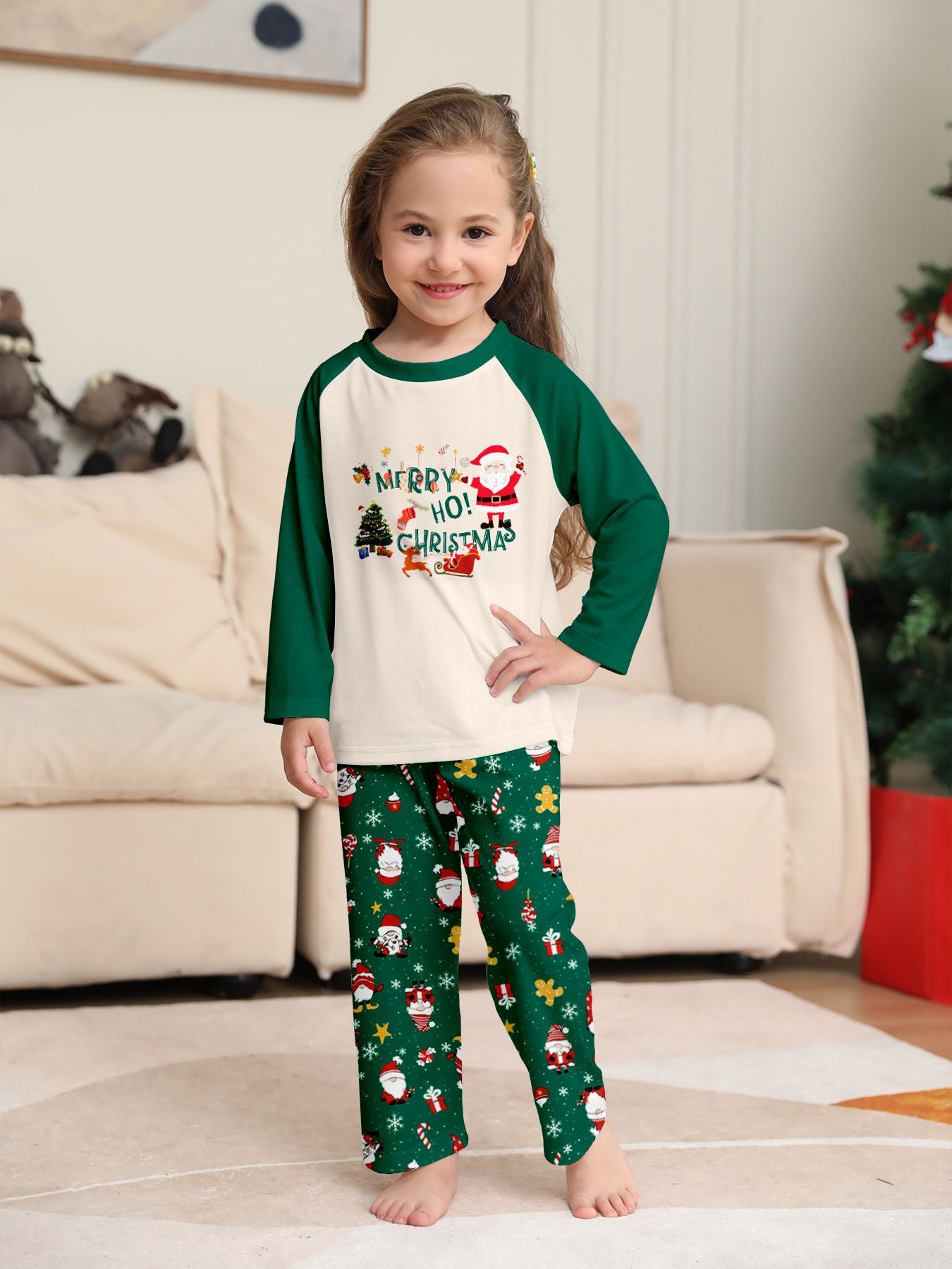 Santa Claus Snowflake Alphabet Parent-Child Printed Christmas Pajamas