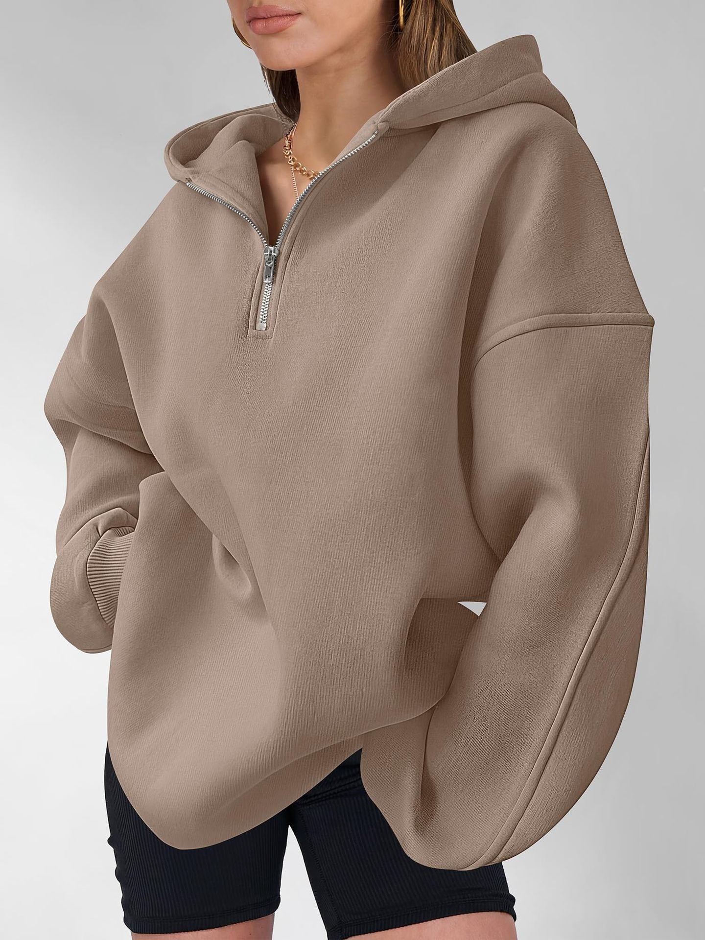 Half Zip Hoodie Sweatshirt Oversized Relaxed Fit