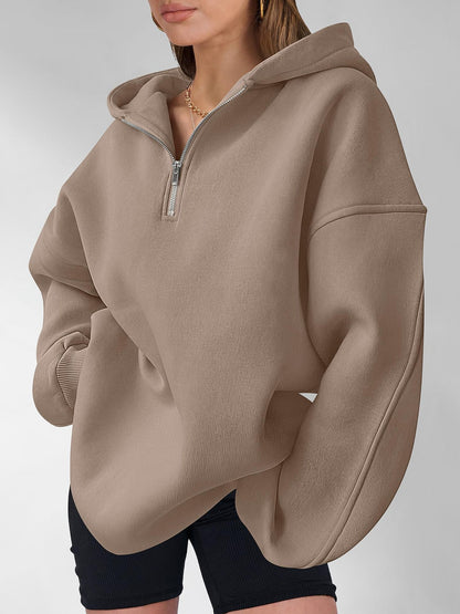Half Zip Hoodie Sweatshirt Oversized Relaxed Fit