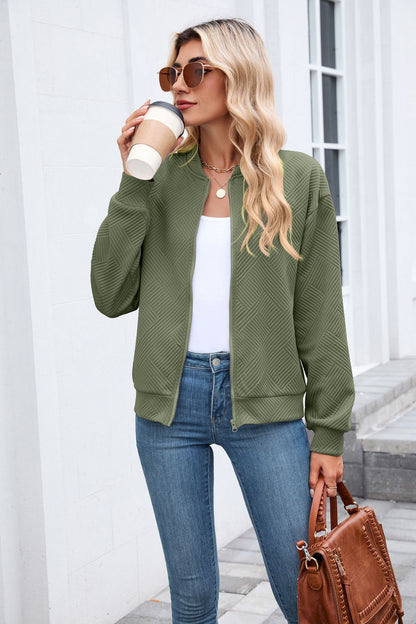 Women's Casual Zip Up Sweatshirt Jacket Long Sleeve Quilted