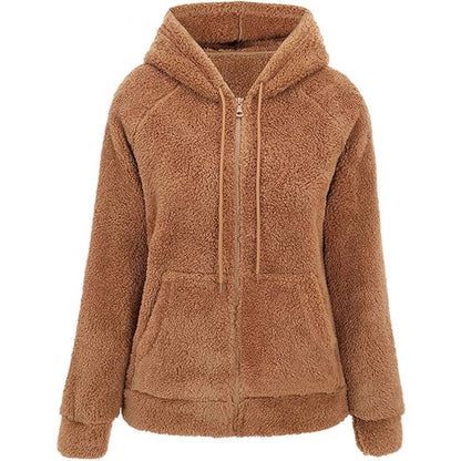 Women's Oversized Sherpa Zip Up Hoodie Jacket