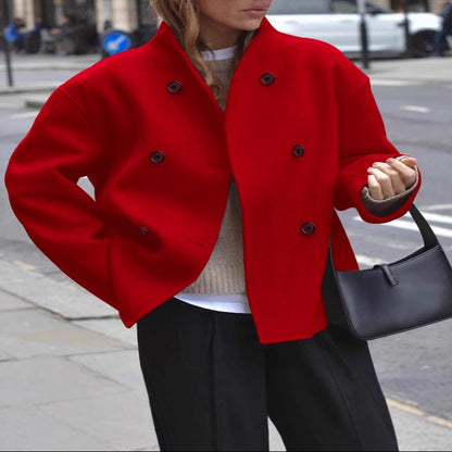 Women's Oversized Double Breasted Wool Blend Coat