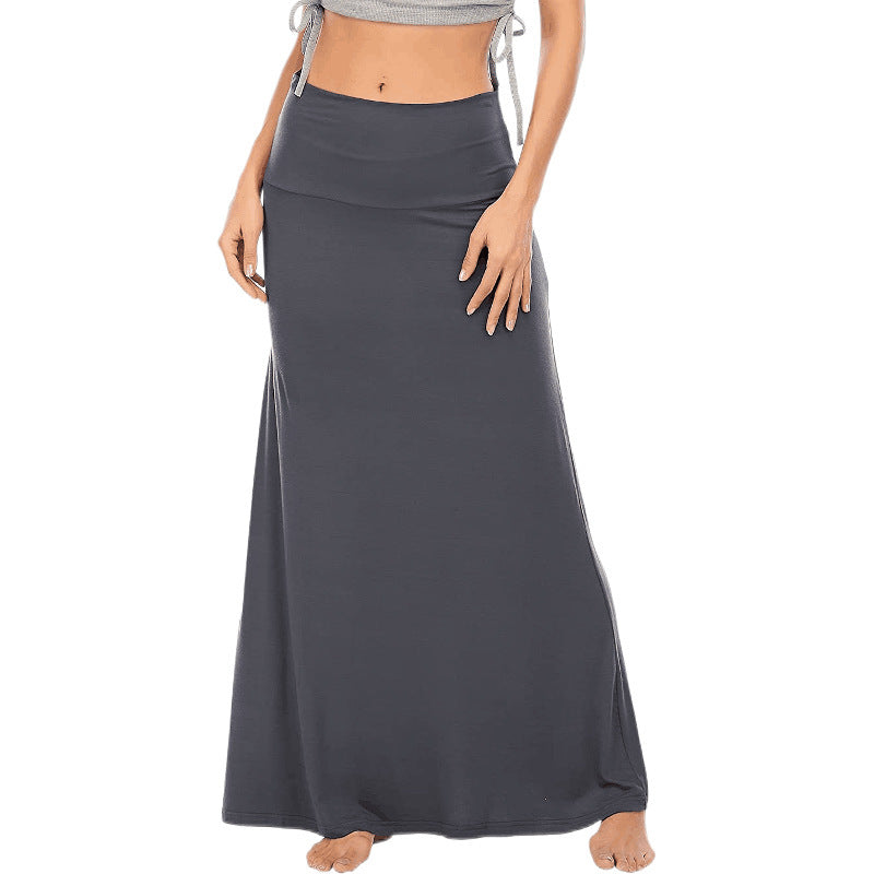 Women's Cotton High Waist Maxi Skirt Solid Casual
