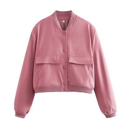 Women's Utility Jacket Stand Collar Pockets Streetwear