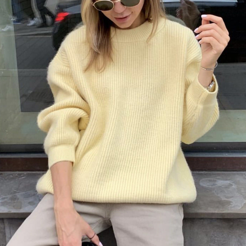 Cozy Faux Mink Knit Sweater Women Loose Fit Fall Winter