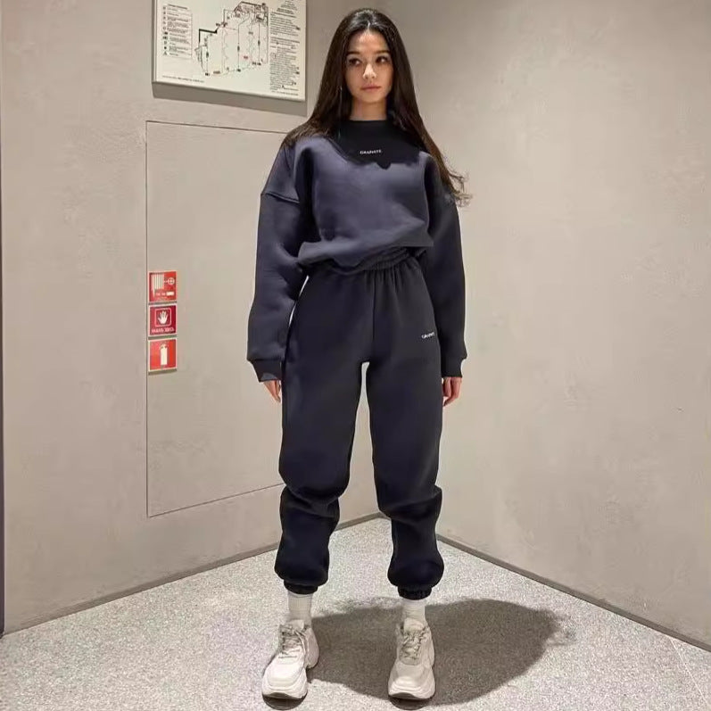 Women's Embroidered Sweatsuit Jogger Two Piece Set