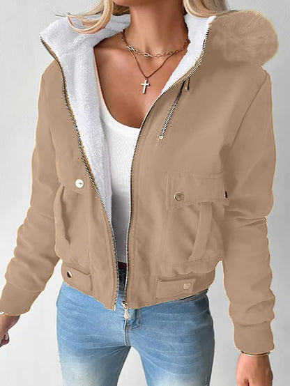 Women's Faux Fur Hooded Sherpa Lined Winter Jacket