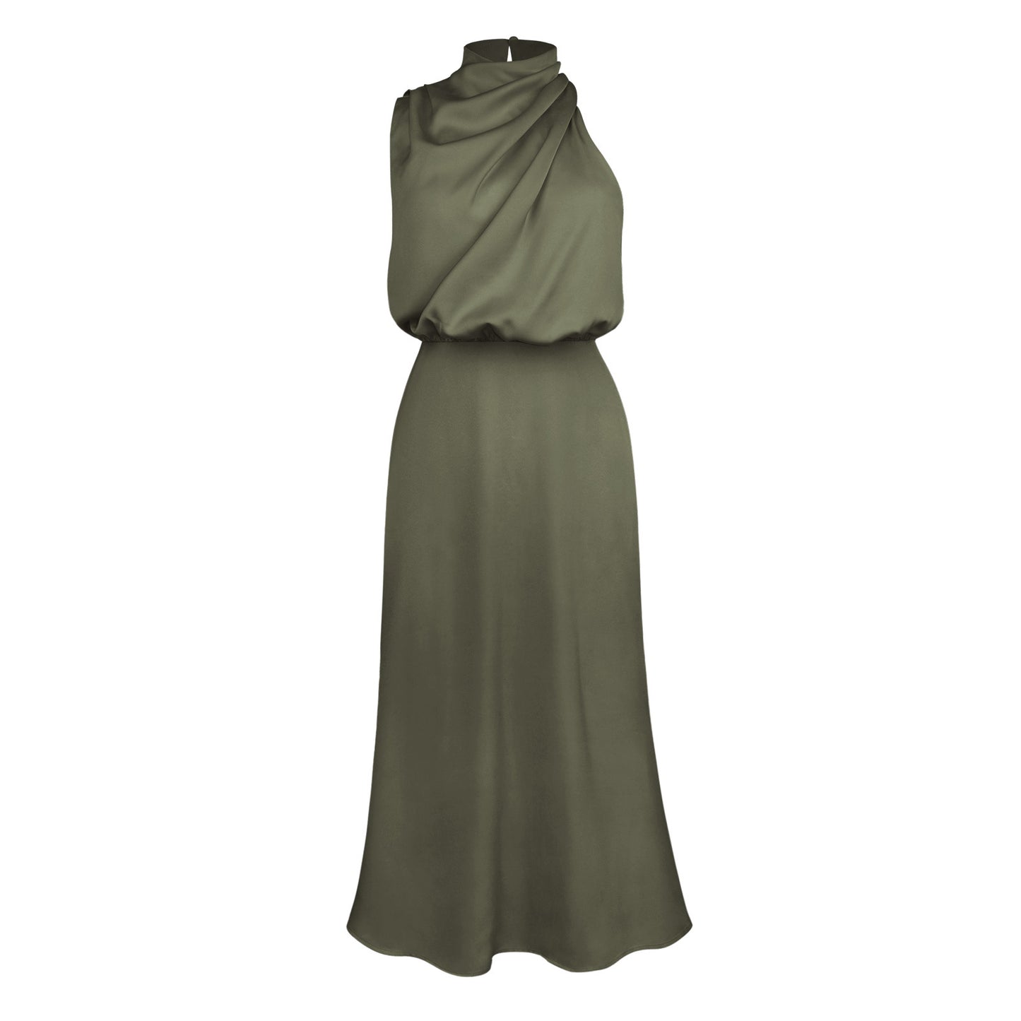 Satin Sleeveless Dress, Elegant Celebrity Evening Dress