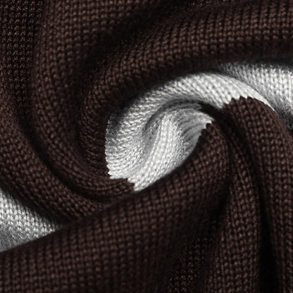Striped Knit Polo Sweater Colorblock Long Sleeve