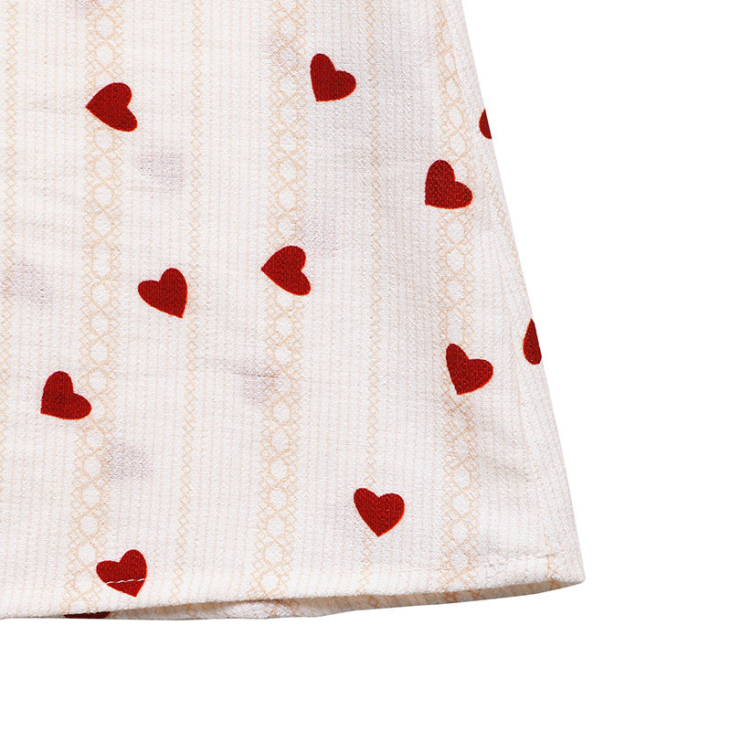 Valentine Heart Print V Neck Sleeveless Mini Dress