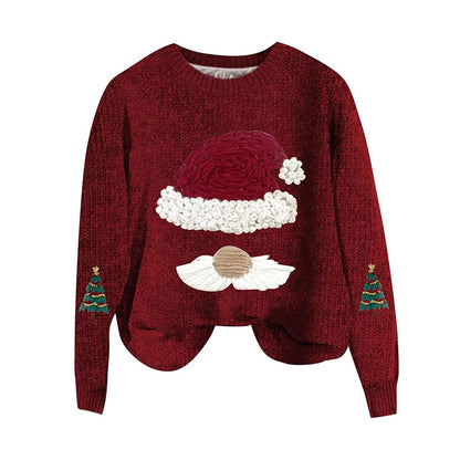 Christmas Sweater Women Loose Knit Holiday Pullover Top