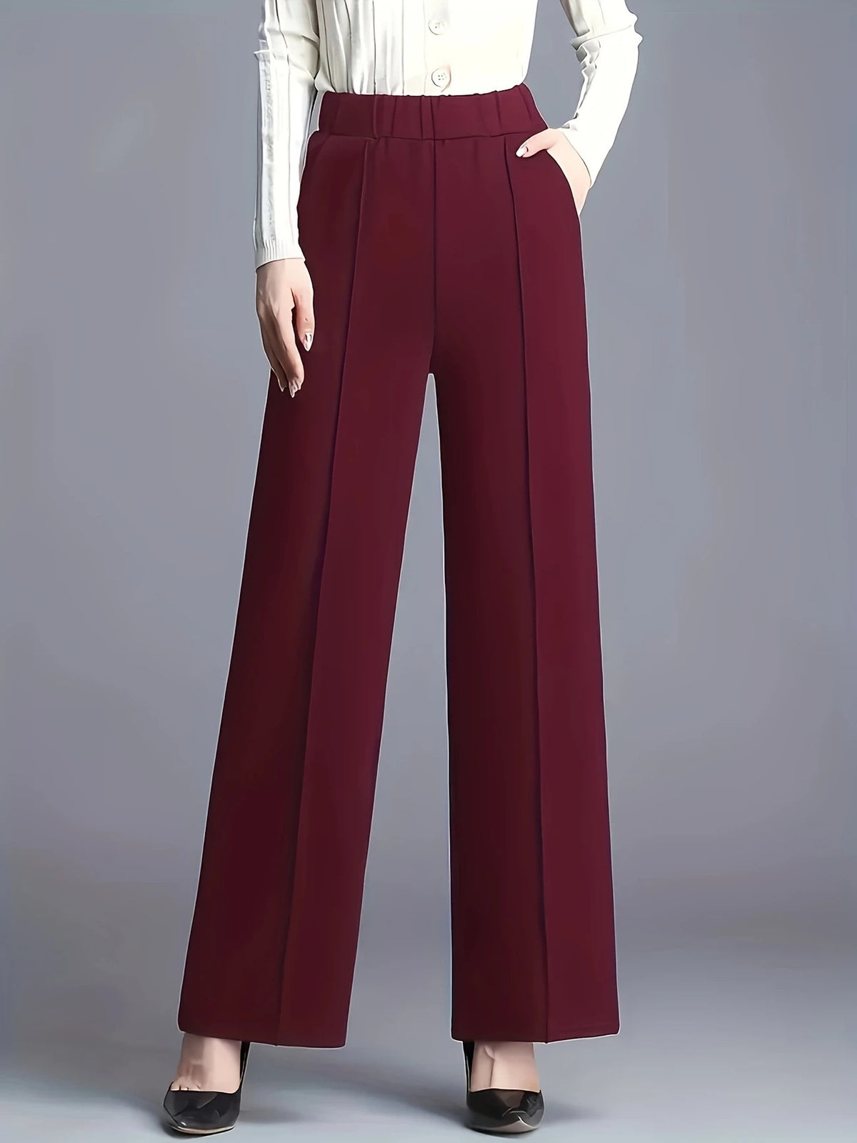 Women's High Waisted Wide Leg Dress Pants with Pockets