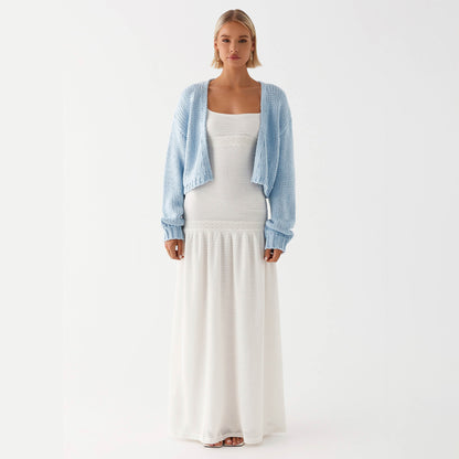 Women's Chunky Knit Cropped Open Front Cardigan