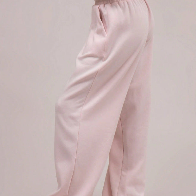 Pink Hoodie Wide Leg Sweatpants Lounge Set
