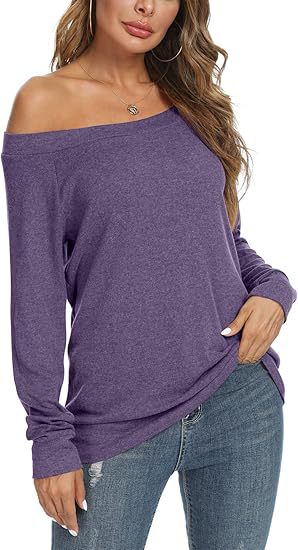 Women's Off Shoulder Long Sleeve Knit Sweater Top