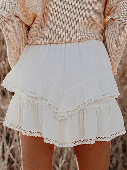 Women’s High Waist Tiered Ruffle Mini Skirt