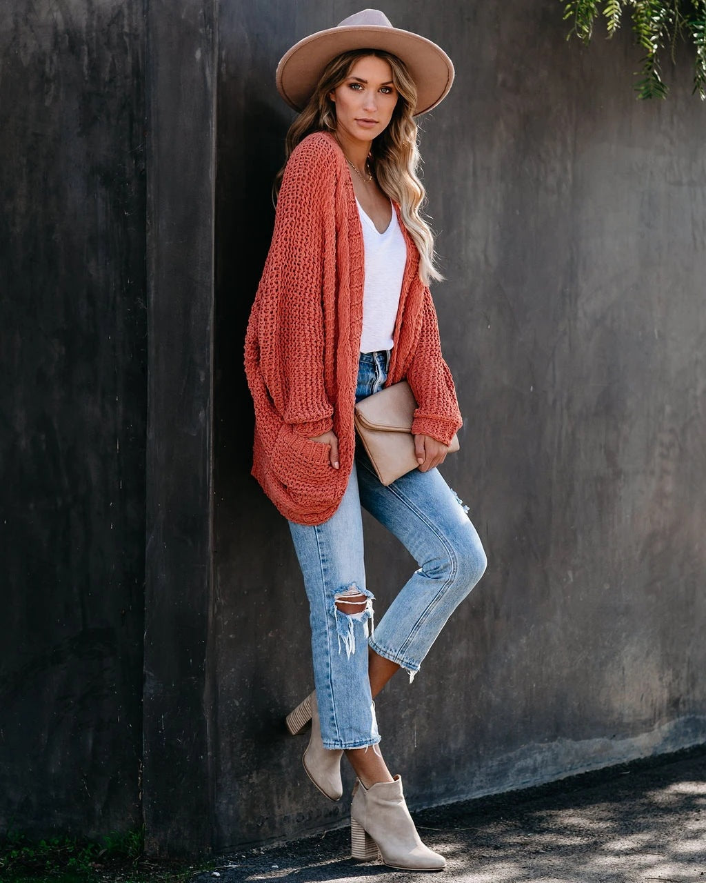 Women's Oversized Chunky Knit Open Front Cardigan Pockets