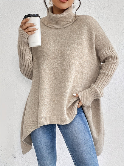 Oversized Turtleneck Sweater Chunky Knit Drop Shoulder