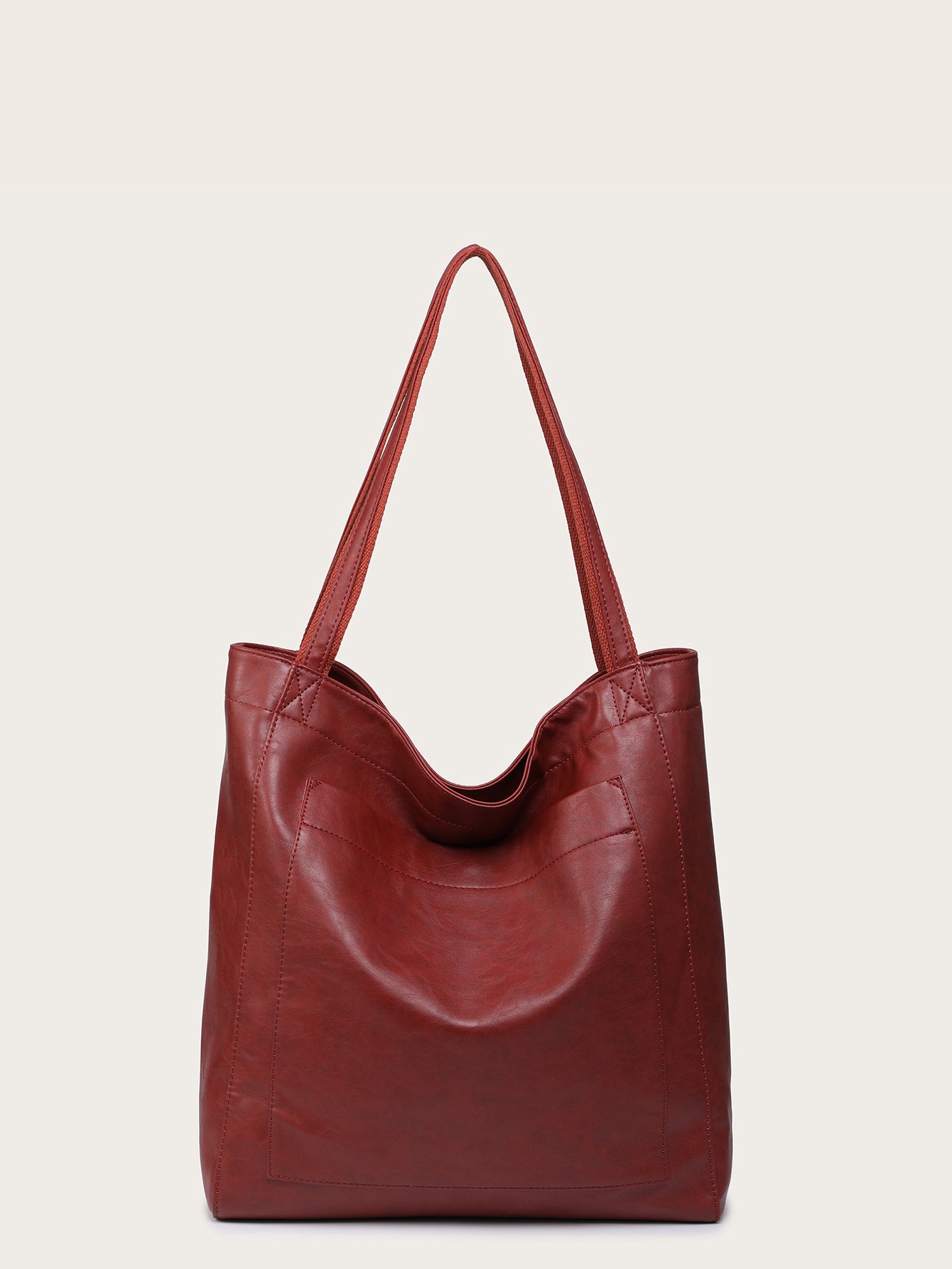 Vintage Soft Leather Tote Bag with Pocket Large Capacity