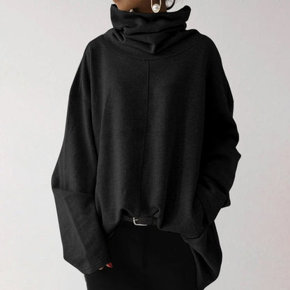 Women's Oversized Turtleneck Fleece Sweatshirt Pocket