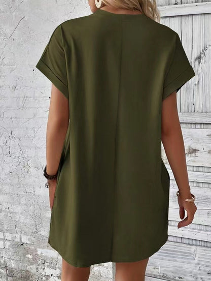 Women’s Relaxed Fit Cotton Pocket T-Shirt Dress Summer