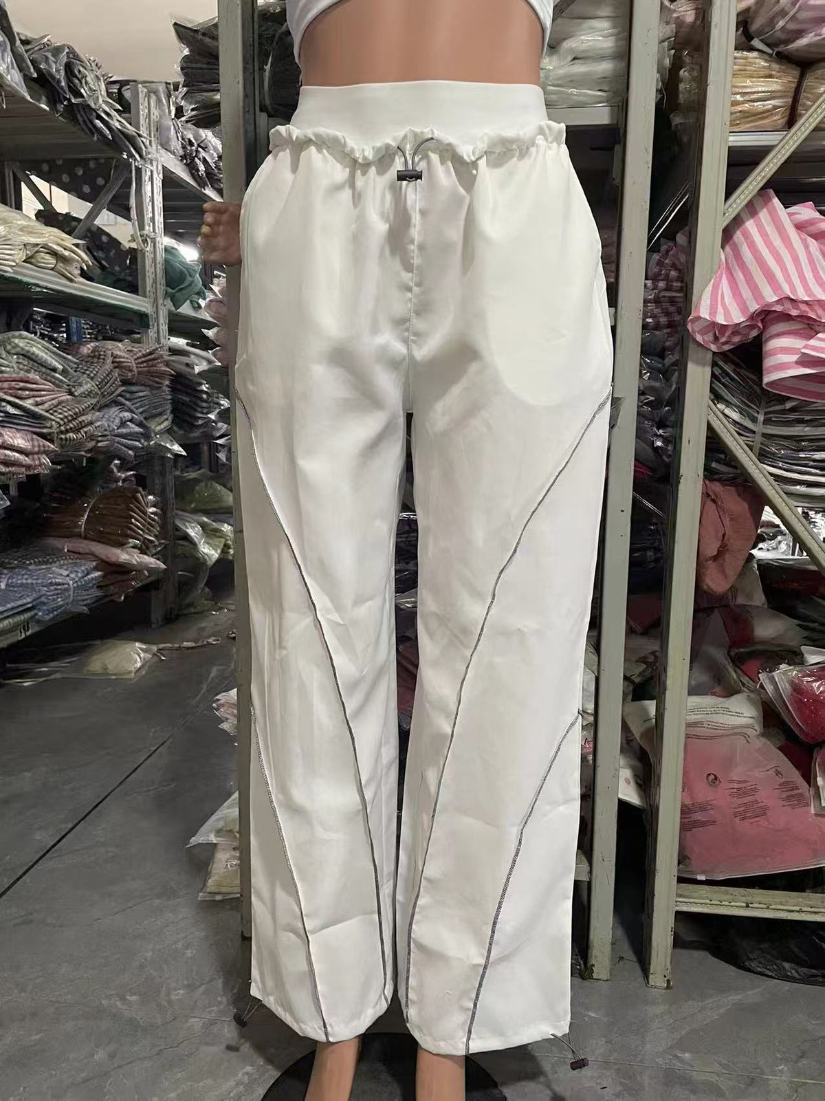 Women's High Waisted Parachute Pants Drawstring Wide Leg