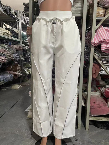 Women's High Waisted Parachute Pants Drawstring Wide Leg