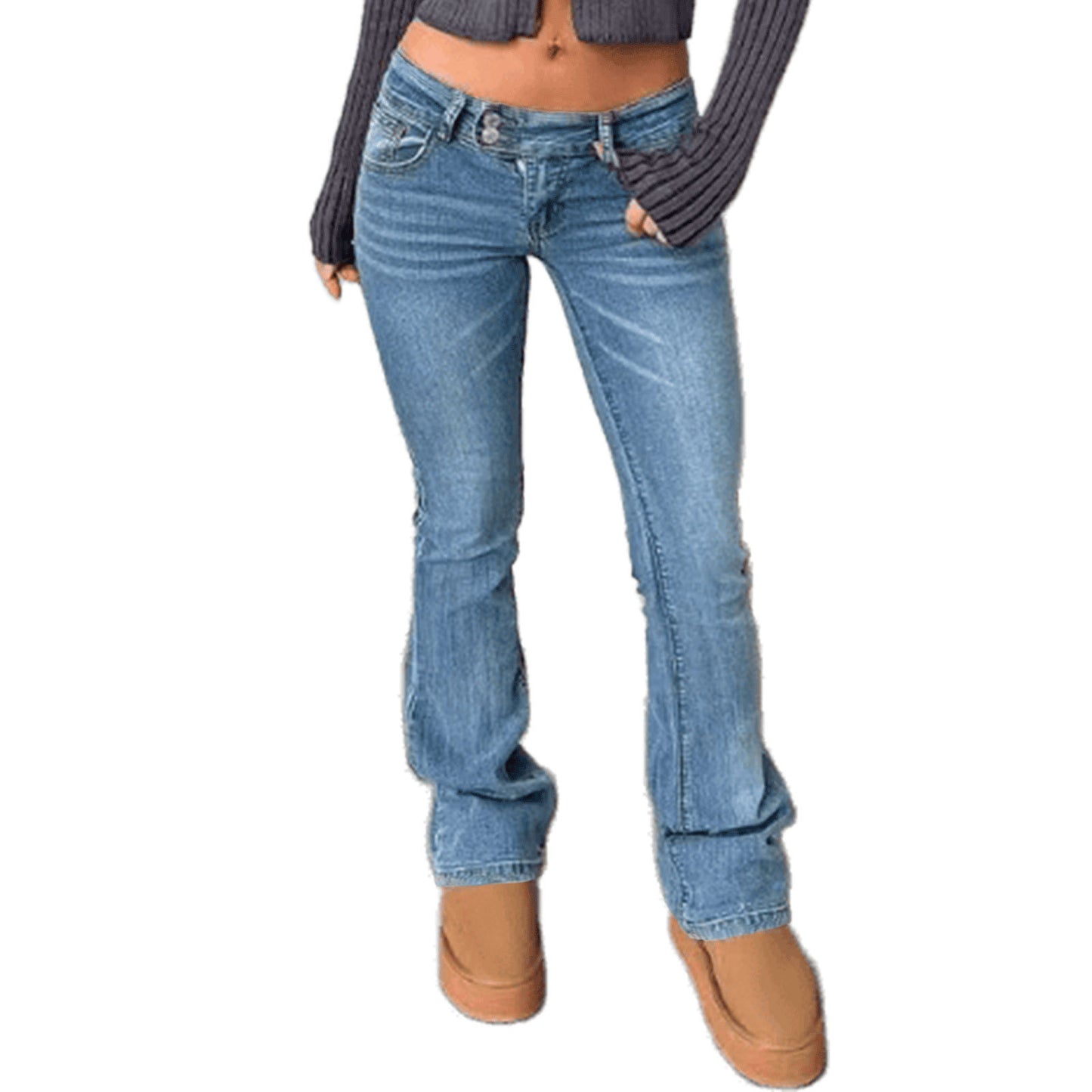 Women's Y2K Low Rise Vintage Wash Flare Jeans