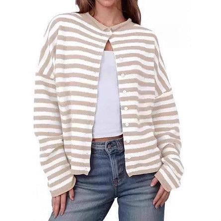 Women's Soft Striped Button Front Cardigan