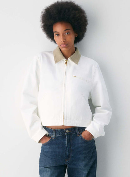 Women's Cropped Barn Jacket Vintage Workwear Zip