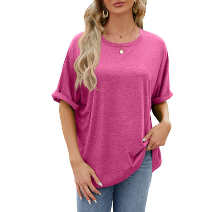 Loose Fit Crew Neck Short Sleeve Casual Basic Tee